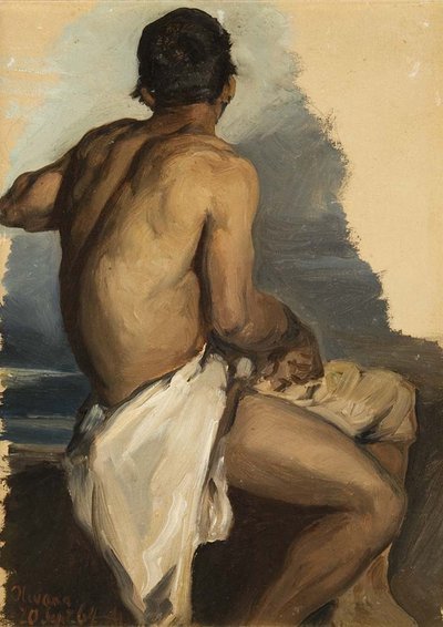 Male Nude from the Back by Albert Hertel